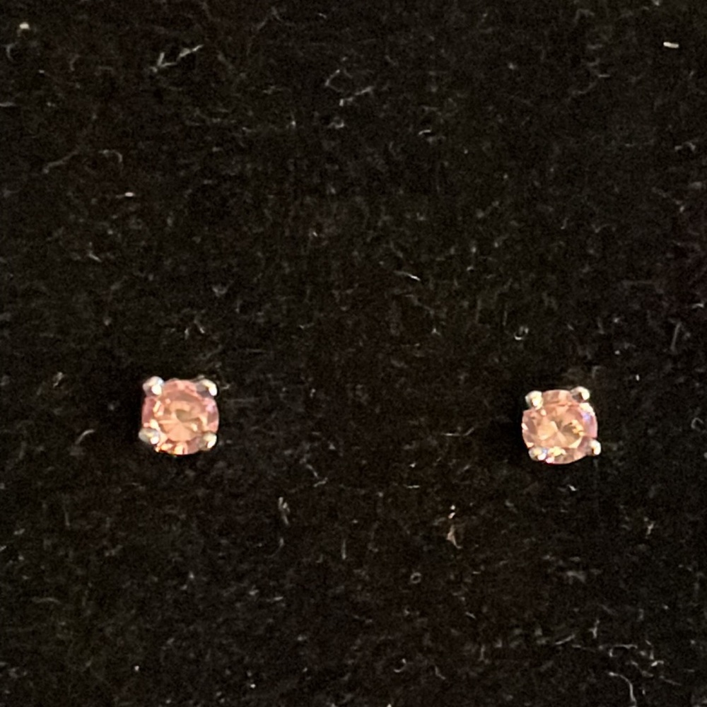 NWOT set of 4 sterling silver CZ Mini stud earrings Clear, pink, blue, & yellow. - Picture 7 of 8